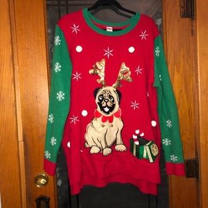 UNISEX Ugly Christmas Sweater with Pug